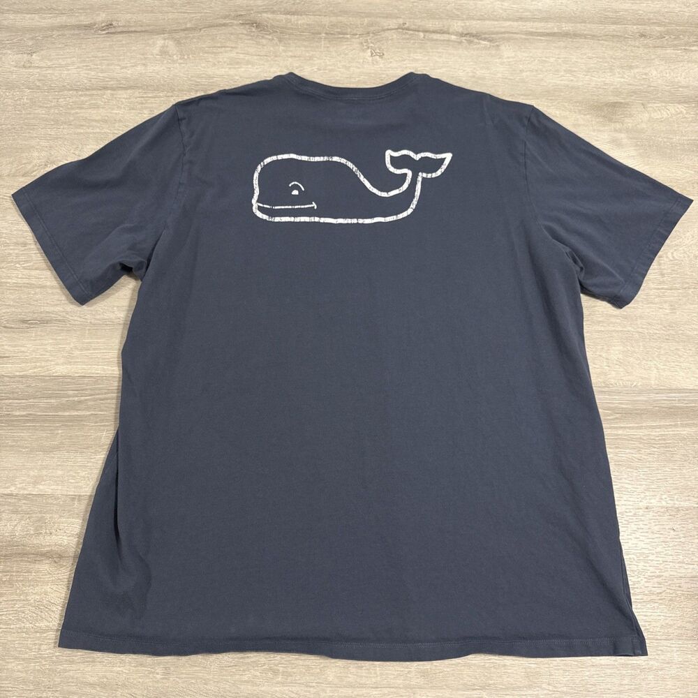 Vineyard Vines Shirt Pocket Logo Whale Men's Blue 2XL 100% Cotton Tee - Picture 8 of 9